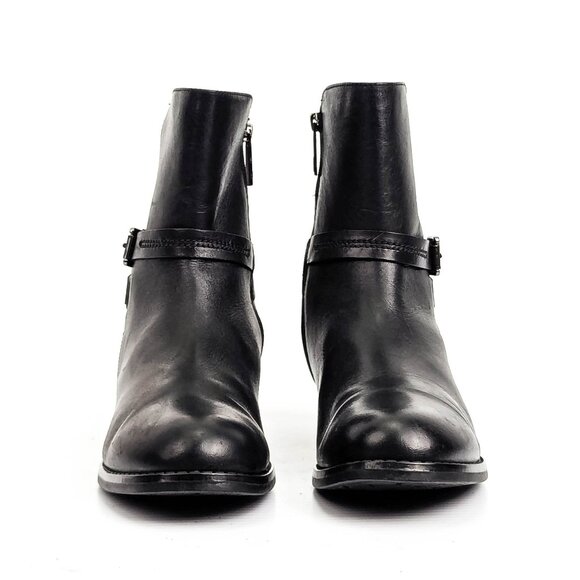 Blondo Women Black Leather Waterproof Strap Moto Zip Ankle Boots sz 8.5 - Picture 2 of 7